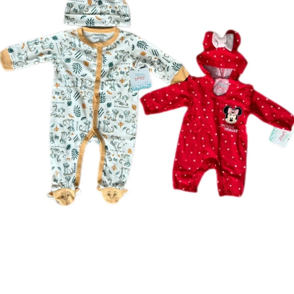 Disney Baby Simba Sleeper (6M) + Minnie Mouse Romper (NB)